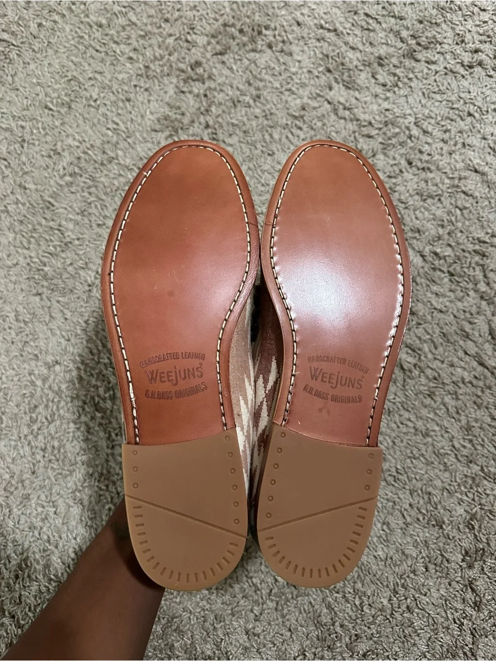 G.H. Bass & Co. Men's Aztec-Pattern Canvas Slip-On Loafers in Cream and Tan